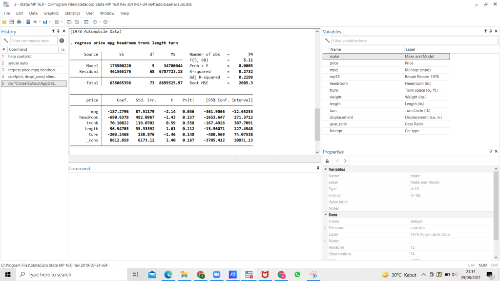 Software Stata vunerability of expected poverty